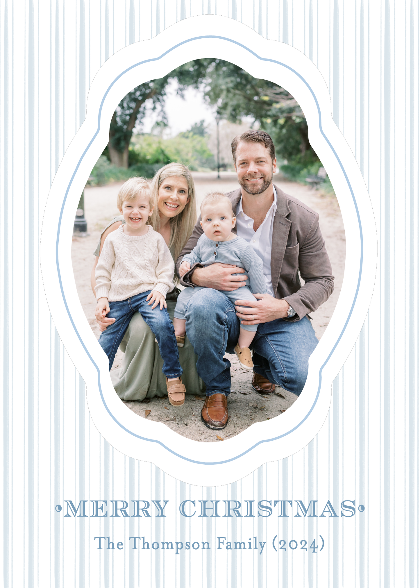 Blue Stripes Holiday Card