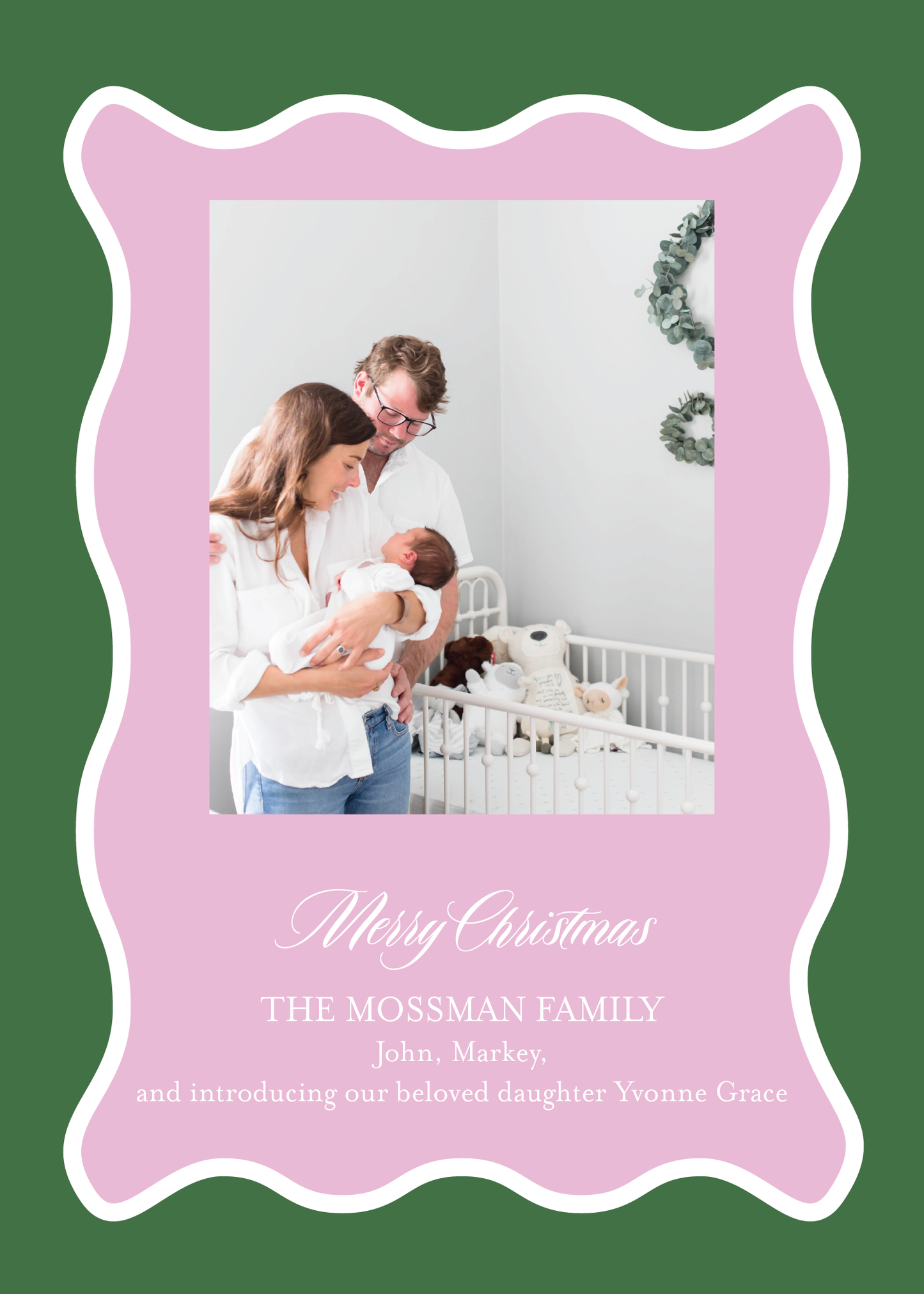 Pink and Green Holiday Card